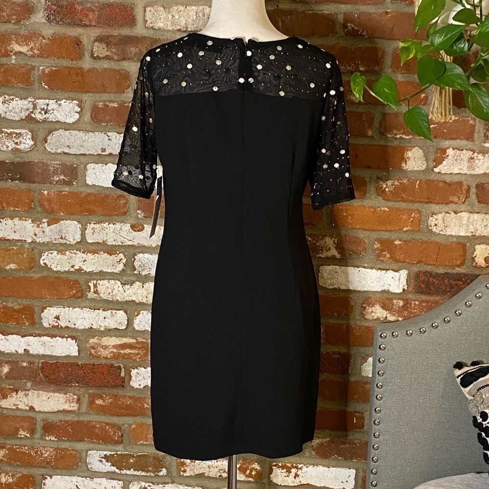 Nina Leonard Black Beaded Sheath Dress Size medium - Picture 8 of 9